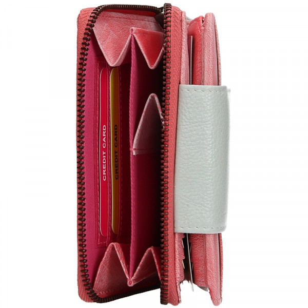 Dámská kožená peněženka Lagen Agáta - růžovo-stříbrná