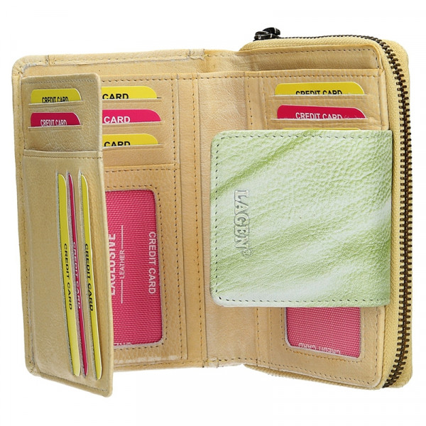 Dámská kožená peněženka Lagen Agáta - žluto-zelená