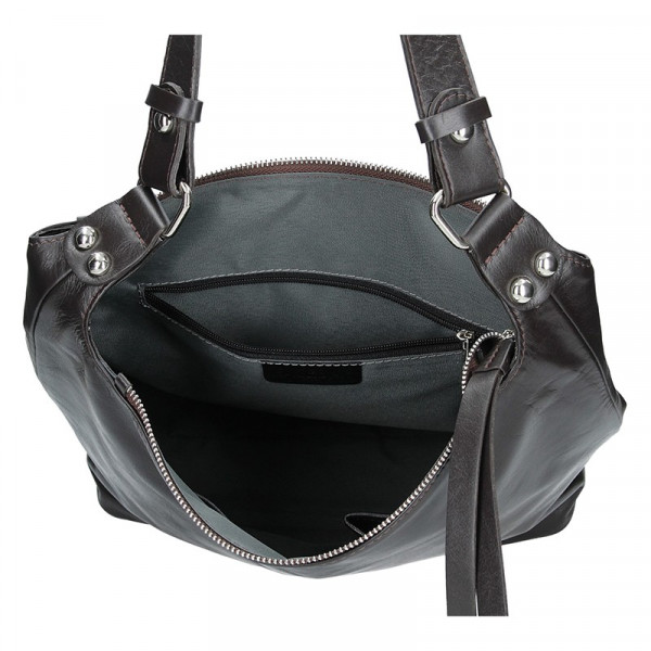 Dámská kožená kabelka Facebag Fionna glassy - tmavě hnědá