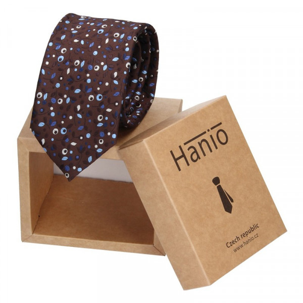 Pánská hedvábná kravata Hanio Gavin - hnědá