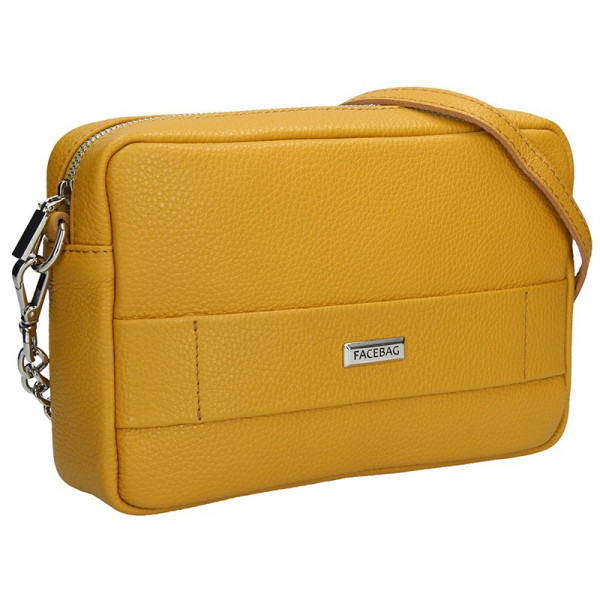 Trendy dámská kožená crossbody kabelka Facebag Nina - žlutá