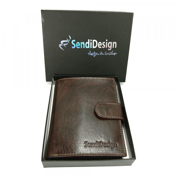Pánská kožená peněženka SendiDesign 1047L - hnědá