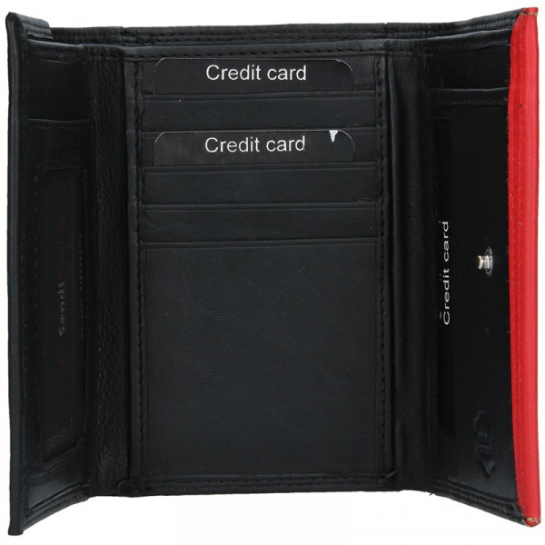 Dámská kožená peněženka SendiDesign Marta - černo-červená