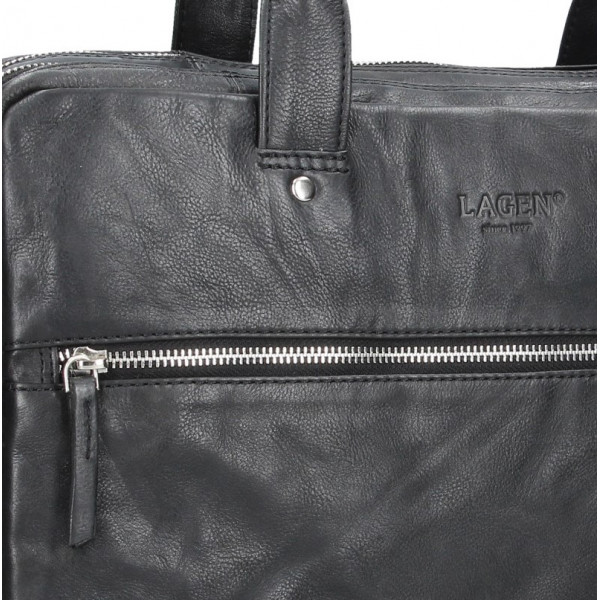 Pánská kožená business taška Lagen Porte - černá