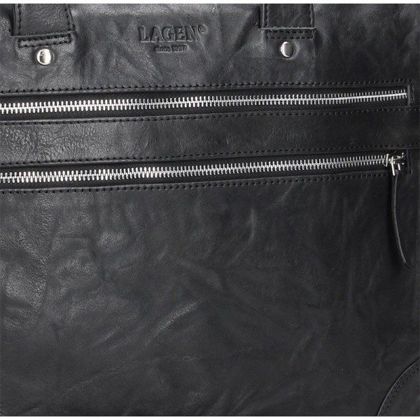 Pánská kožená business taška Lagen Edgar - černá