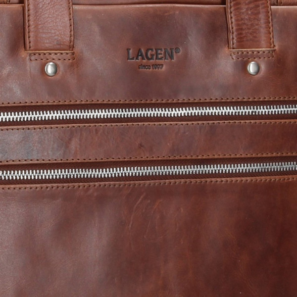 Pánská kožená business taška Lagen Edgar - hnědá