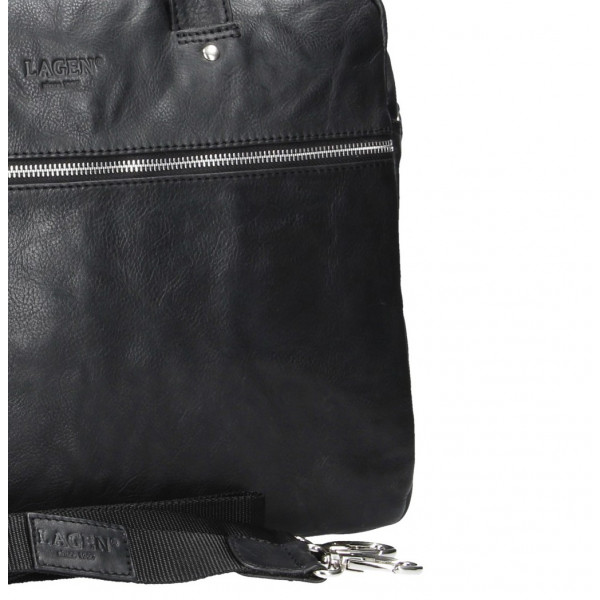 Pánská kožená business taška Lagen Derick - černá