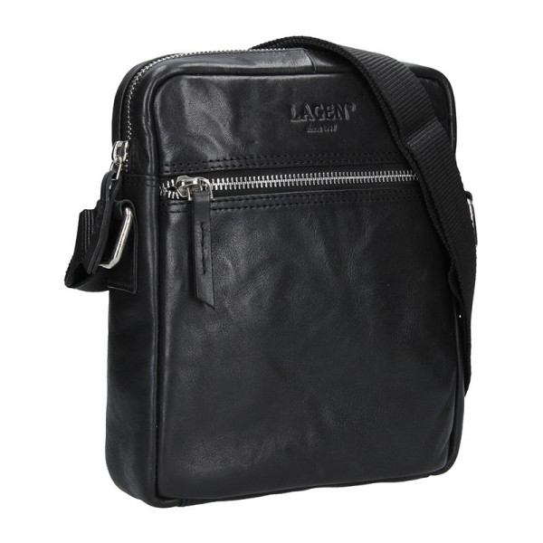 Pánská kožená taška přes rameno Lagen Moet - černá