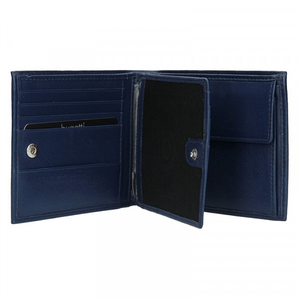 Pánská kožená peněženka Bugatti Sempre - modrá
