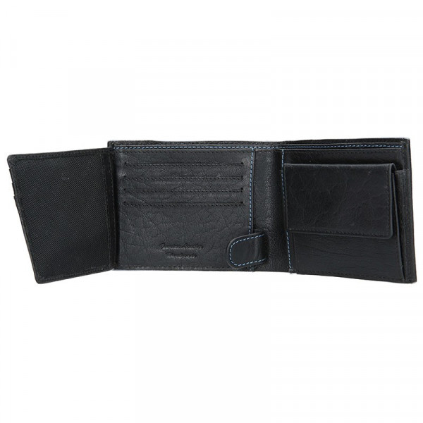 Pánská kožená peněženka Lagen Tobias - černo-modrá