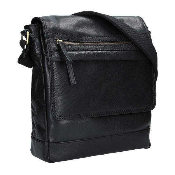Pánská kožená taška přes rameno Lagen Borek - černá