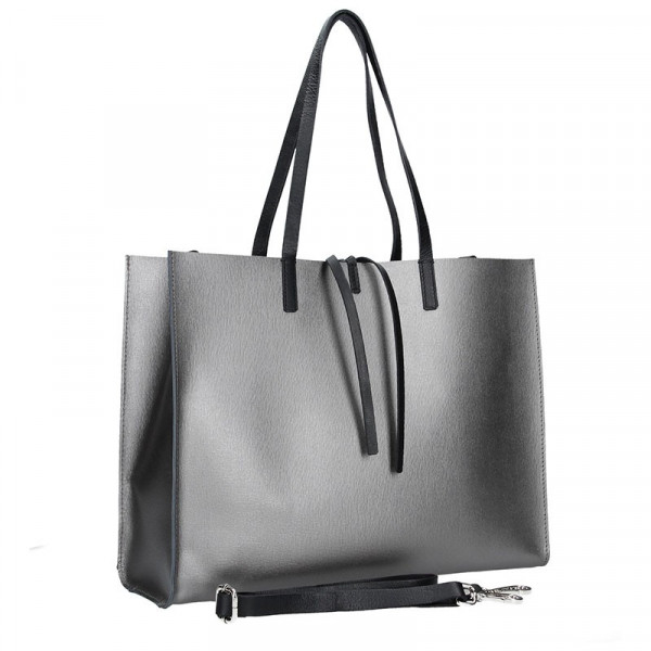 Dámská kožená kabelka Facebag Lill - stříbrná