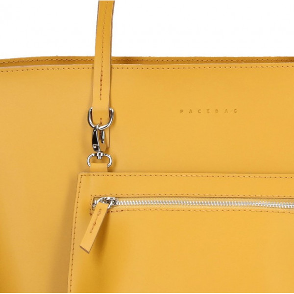 Dámská kožená kabelka Facebag 2v1 - žlutá