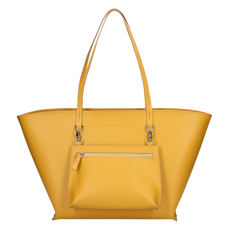 Dámská kožená kabelka Facebag 2v1 - žlutá.