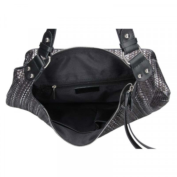 Dámská kožená kabelka Facebag Fionna - černo-stříbrná