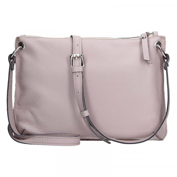 Trendy dámská kožená crossbody kabelka Facebag Nicol - růžová