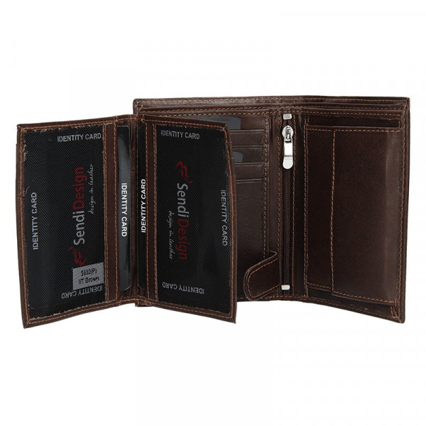 Pánská kožená peněženka SendiDesign 5602 (P) VT - hnědá