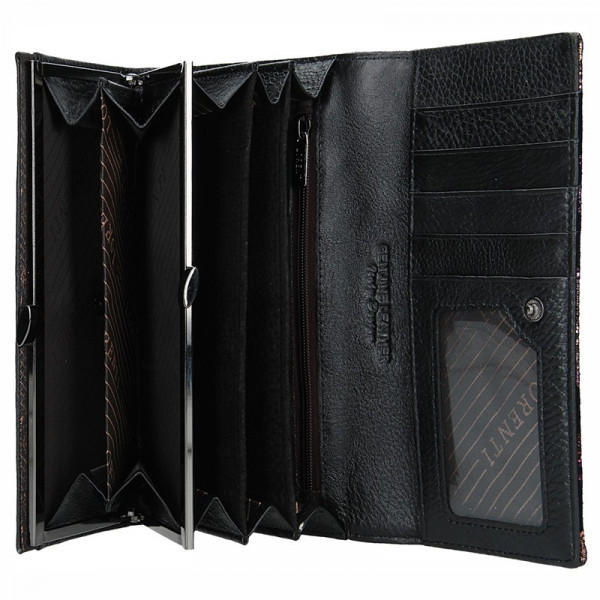 Dámská kožená peněženka Lorenti Alva - černo-zelená