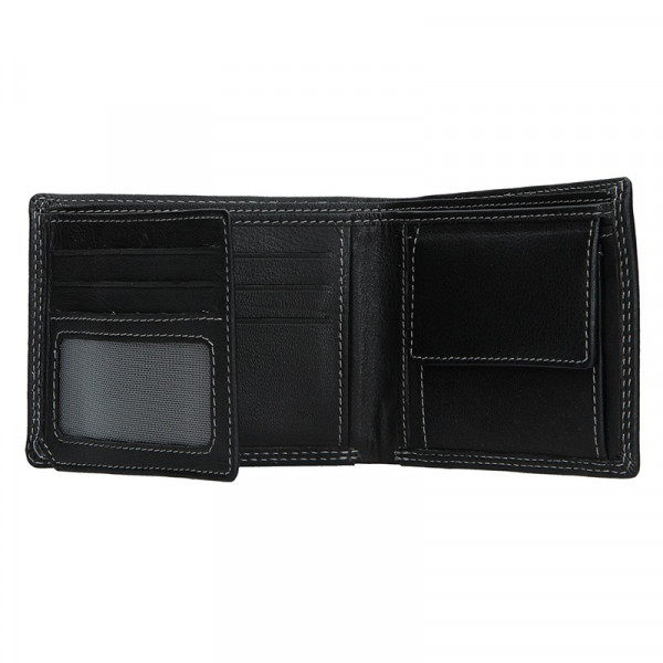 Pánská kožená peněženka DD Anekta Fido - černo-šedá