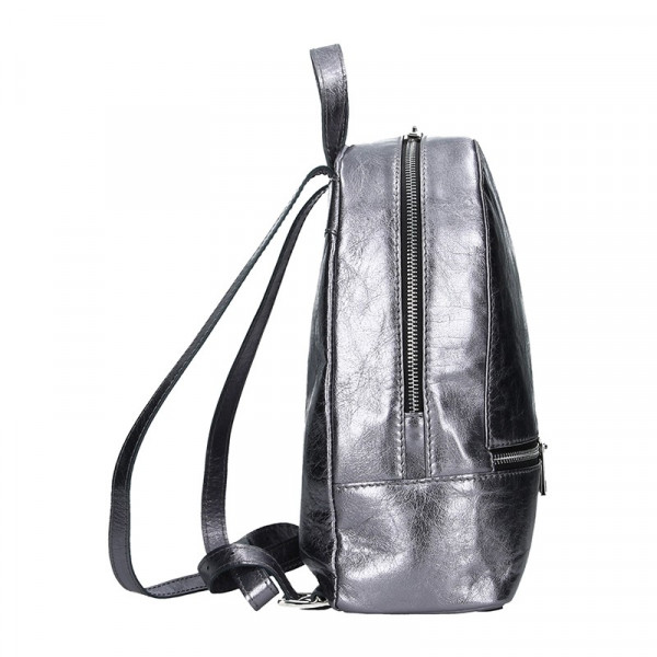Dámský kožený batoh Facebag Paloma - stříbrná