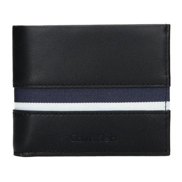 Pánská kožená slim peněženka Calvin Klein Alf - černo-modrá