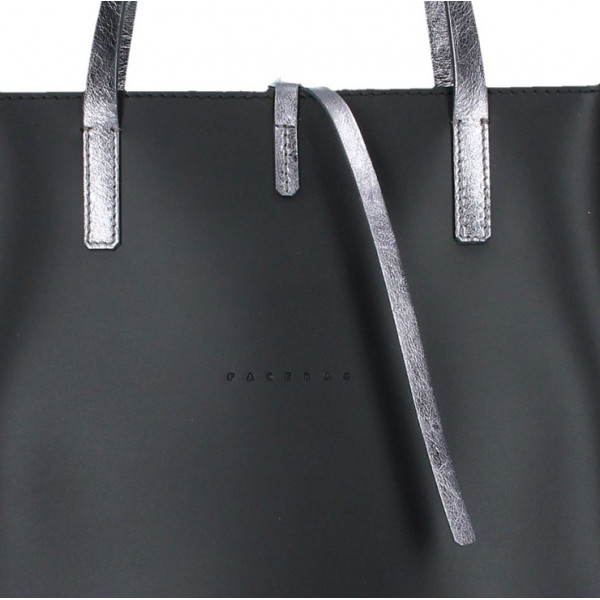 Dámská kožená kabelka Facebag Elmo - černo-stříbrná