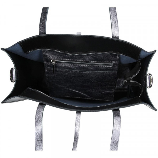 Dámská kožená kabelka Facebag Elmo - černo-stříbrná