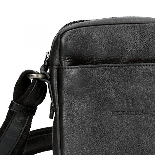 Pánská kožená taška přes rameno Hexagona Mauro - černá