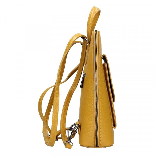 Kožený dámský batoh Unidax Malva - žlutá