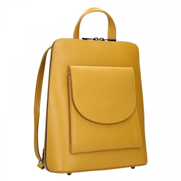 Kožený dámský batoh Unidax Malva - žlutá