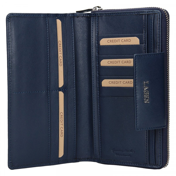 Dámská kožená peněženka Lagen Zora - tmavě modrá