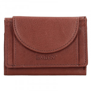 Dámská kožená slim peněženka Lagen Mellba - hnědá