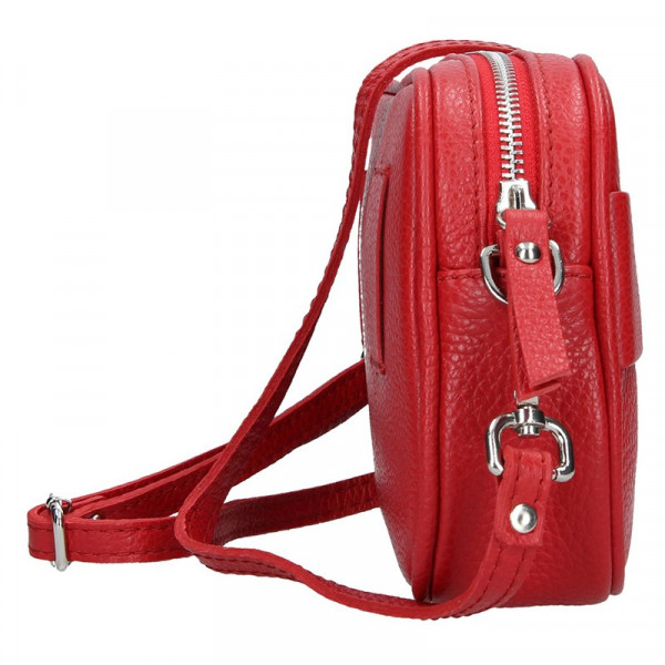 Trendy dámská kožená ledvinko crossbody kabelka Facebag - červená