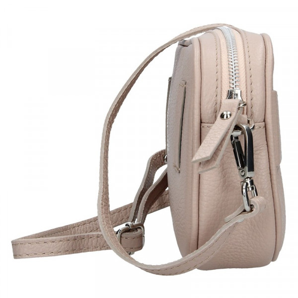 Trendy dámská kožená ledvinko crossbody kabelka Facebag - růžová