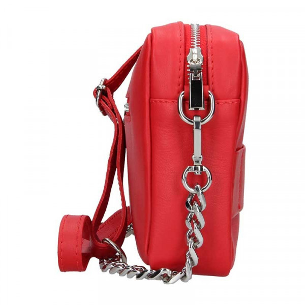 Trendy dámská kožená crossbody kabelka Facebag Ninas - červená