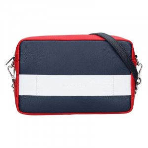 Trendy dámská kožená crossbody kabelka Facebag Ninas - modro-červeno-bílá