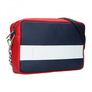 Trendy dámská kožená crossbody kabelka Facebag Ninas - modro-červeno-bílá