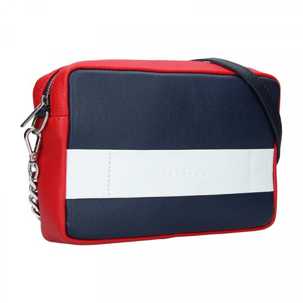 Dámská kožená crossbody kabelka Facebag Ninas - modro-červeno-bílá