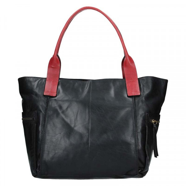 Dámská kožený kabelka Lagen Lorna - černo-červená