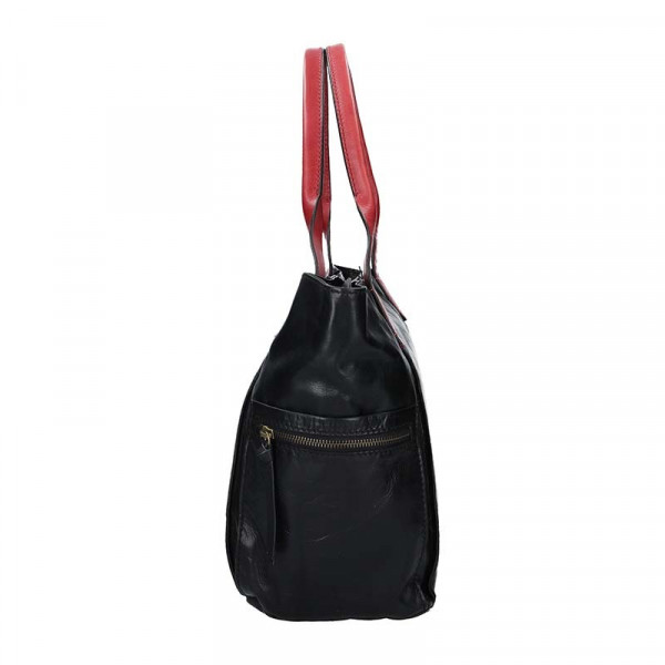 Dámská kožený kabelka Lagen Lorna - černo-červená