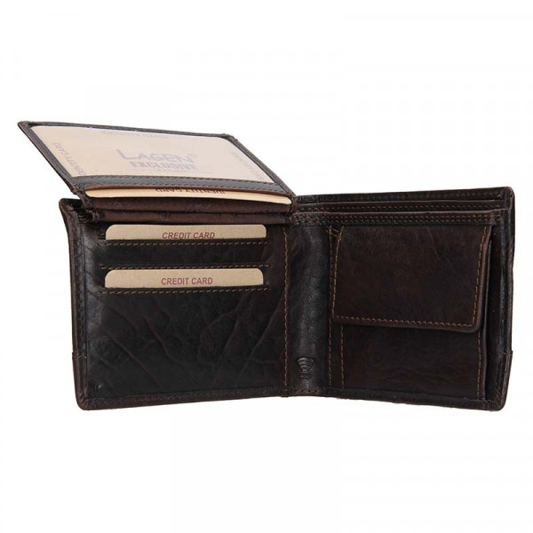 Pánská kožená peněženka Lagen Tex - tmavě hnědá