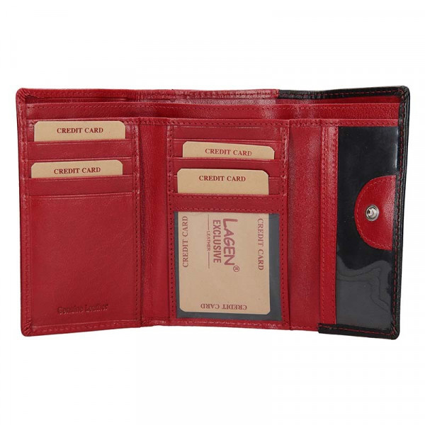 Dámská kožená peněženka Lagen Gina - červeno-černá