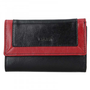 Dámská kožená peněženka Lagen Gina - černo-červená