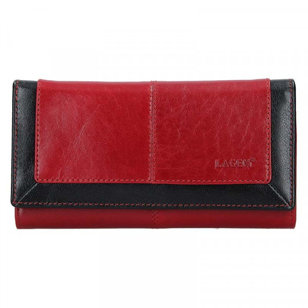 Dámská kožená peněženka Lagen Heda - červeno-černá