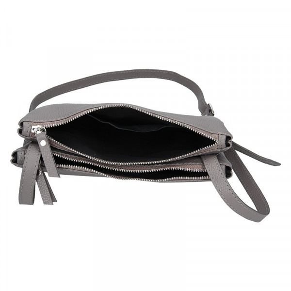 Trendy dámská kožená crossbody kabelka Facebag Beatrice - šedá