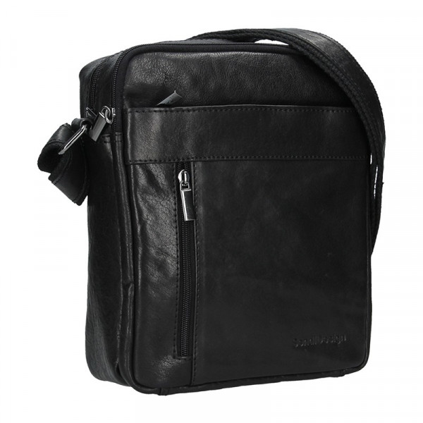 Panská kožená taška přes rameno SendiDesign Kolin - černá
