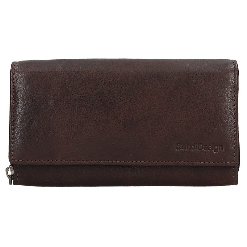 Dámská kožená peněženka SendiDesign Aneta - tmavě hnědá