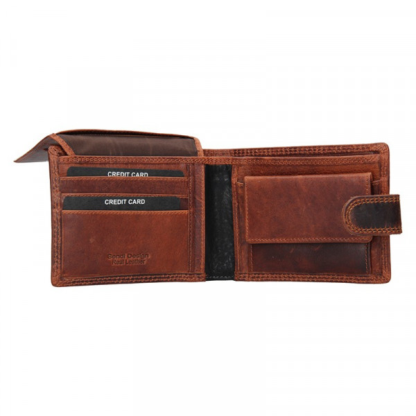 Pánská kožená peněženka SendiDesign Martin - hnědo-černá