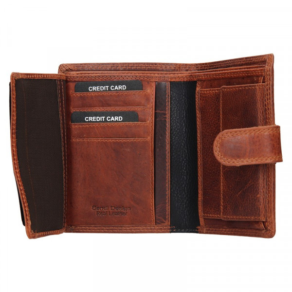 Pánská kožená peněženka SendiDesign Sebastian - hnědo-černá