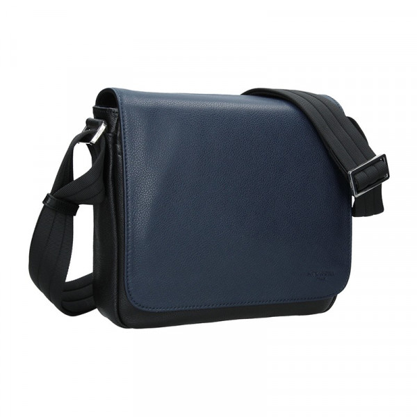 Pánská kožená taška přes rameno Hexagona Leopold - modro-černá